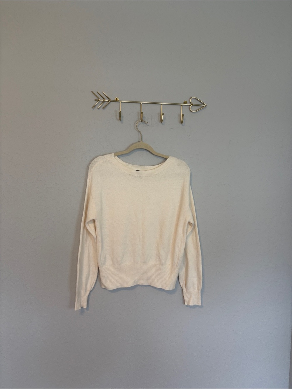 Ann Taylor Factory Ivory Cream Boat Neck Sweater Size XS